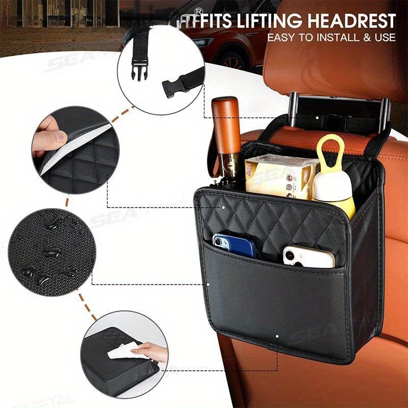 Car Seat Back Storage Box Universal Hanging Headrest Organizer Foldable Storage Pocket for Phone Umbrella Tissue Holder