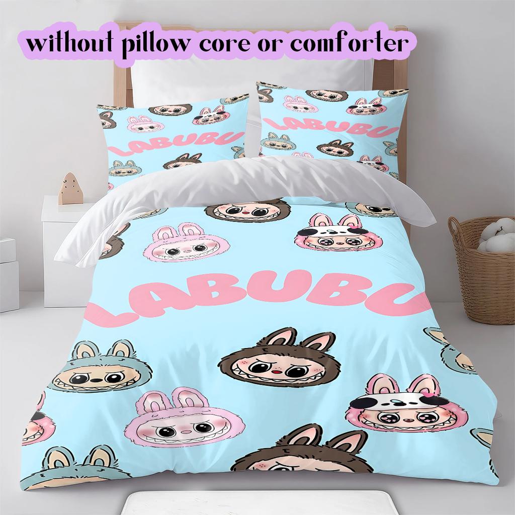 Cartoon characters Pattern Bedding Quilt Set Quilt Cover Pillowcase Home Decoration Birthday Gift (1 * duvet cover + 2 * pillowcase, without core)