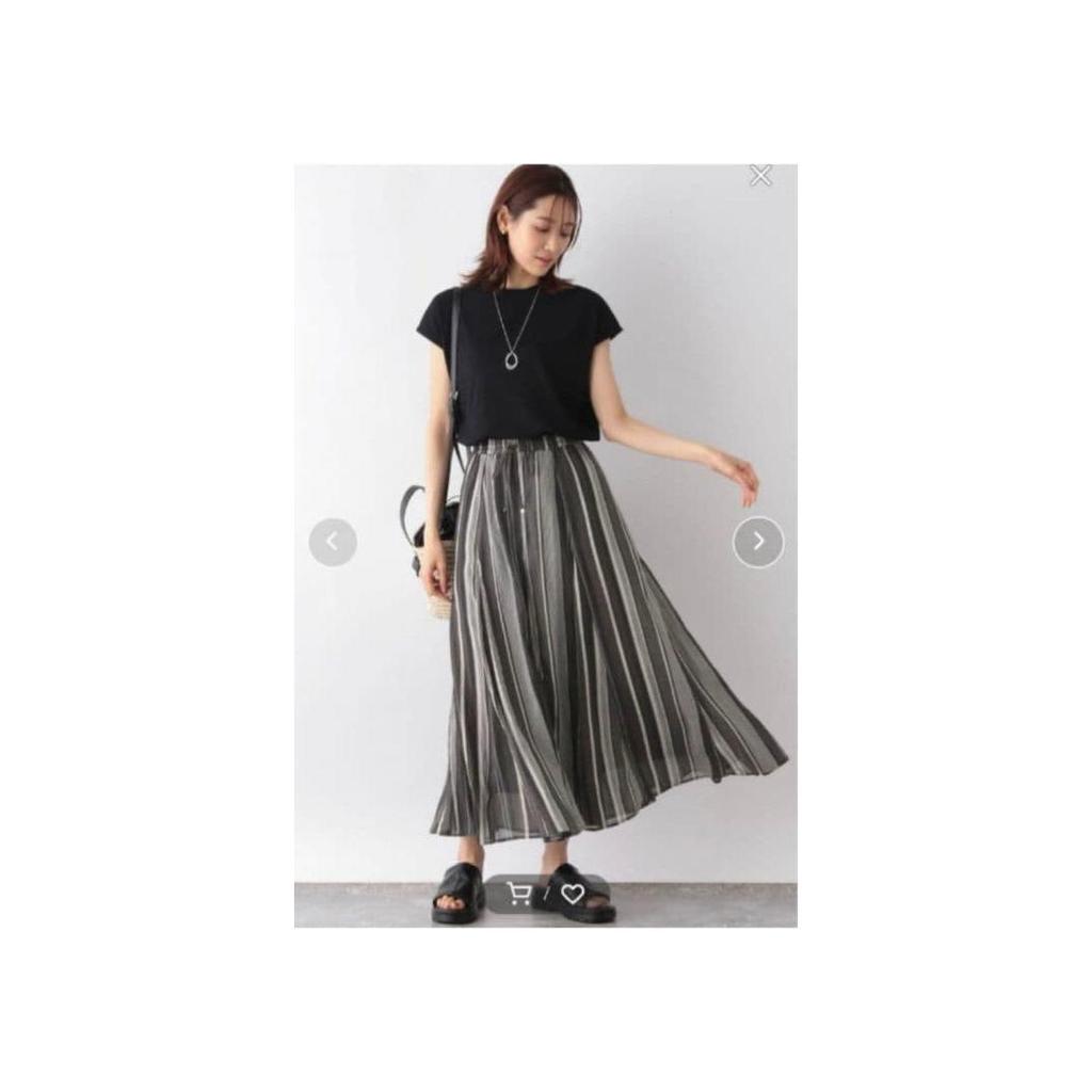 Used GLOBAL WORK Airy Relax Flare Skirt Random Stripe