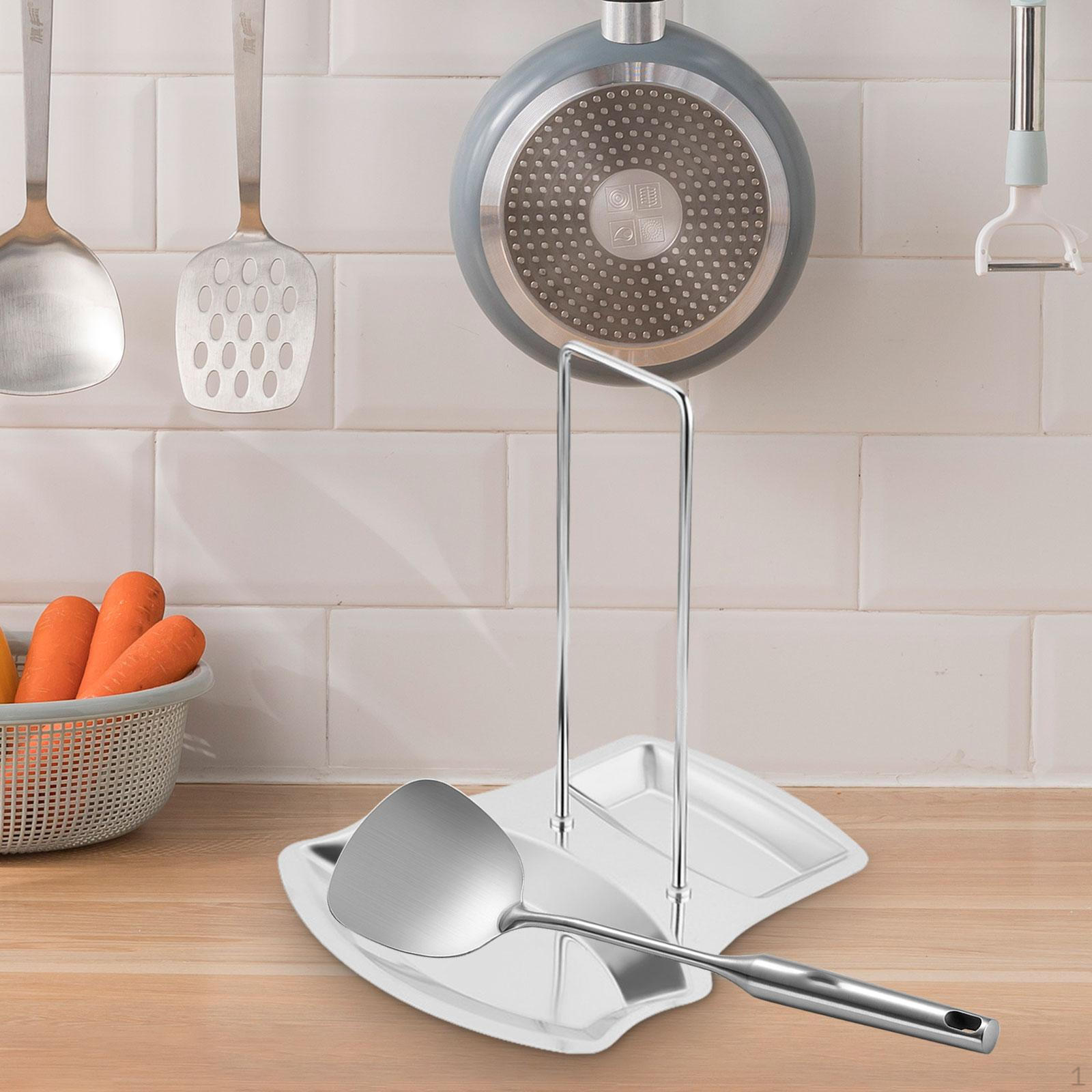 

Держатель для крышки кастрюли Подставка для ложки Органайзер Многофункциональные кухонные принадлежности Крышка для кастрюли silvery