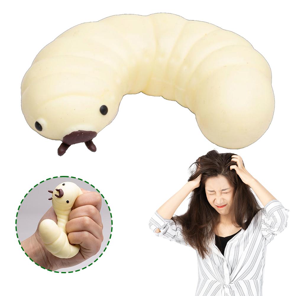 Cute Soybean Worm Toy Pinching Fun Slow Rise Toy Stretchy D0L5