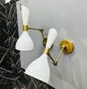 Mid Century Italian Stilnovo Wall Sconce Pair: Brass Adjustable Bedside Lamps