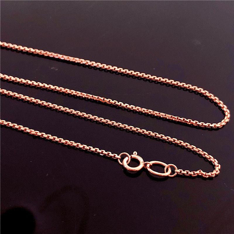 Purple Gold Necklace Imported Craft Box Chain Premium Rose Gold Plated Color Gold Collarbone Chain