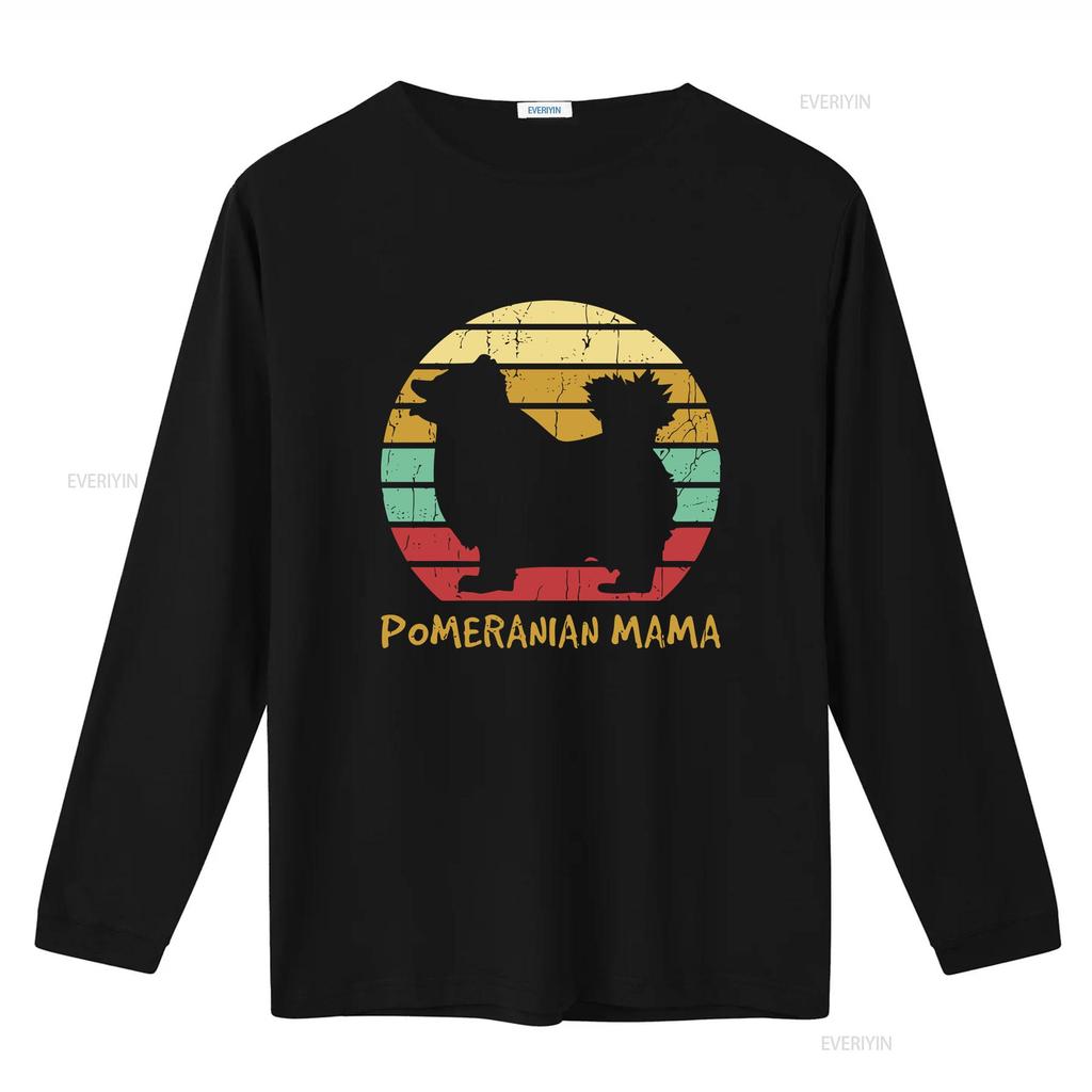 Pomeranian Dog Mama SunseT T Shirt Retro Owner Animal Pet Lover Silhouette Vintage  Vintage Washed Stylish Stretched Streetwear