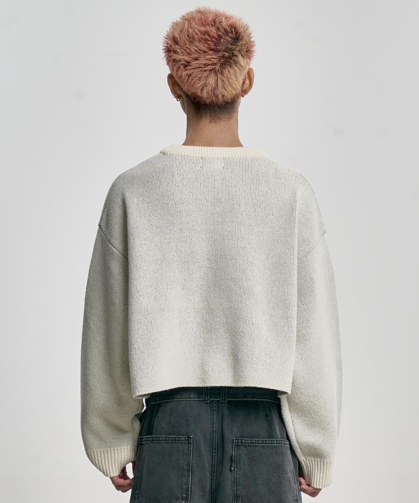 AJOBYAJO [Pba] Total Logo Cropped Sweater [Ivory]