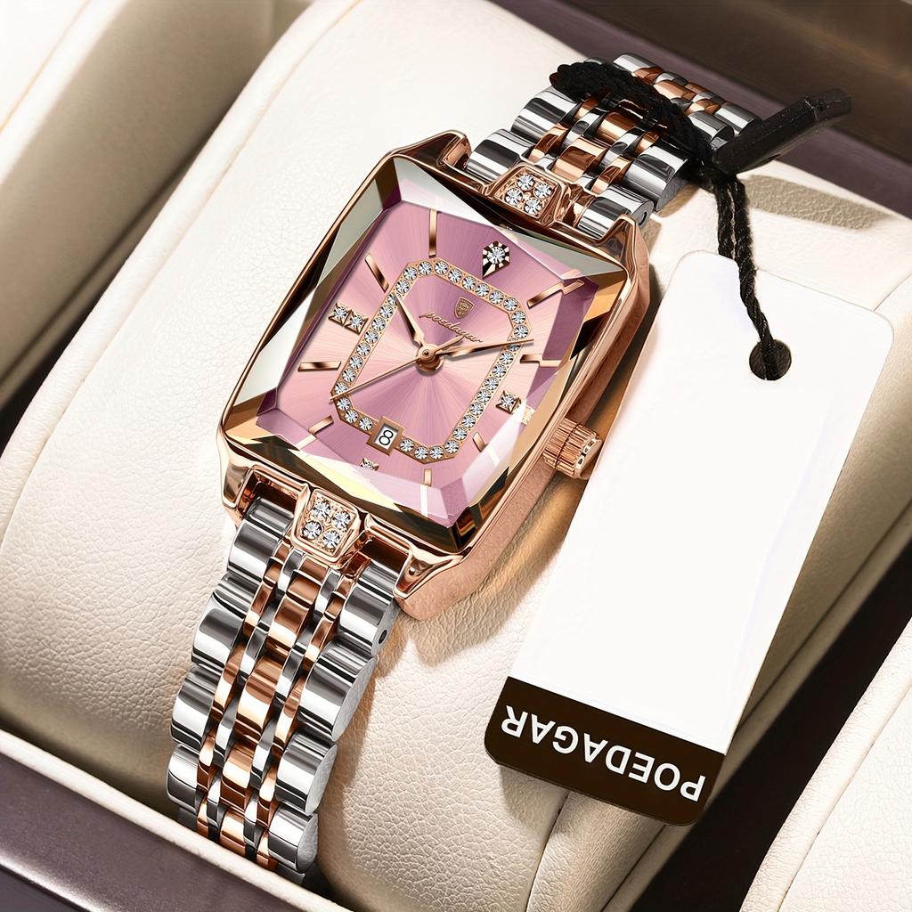 Luminous Calendar Stainless Steel Ultra-Thin Square Watch Fashion Trend Leisure Easy Korean Luxury Ladies Quartz Wristwatch