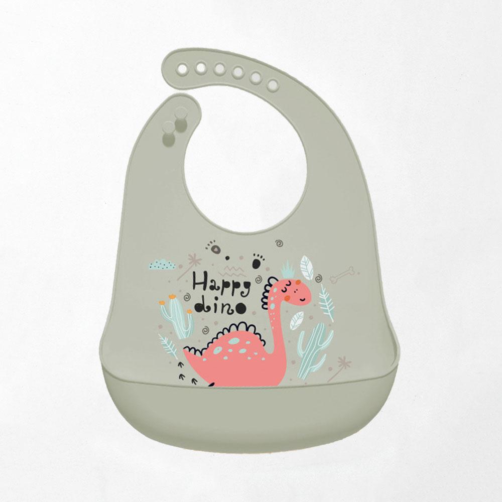 Silicone World 1PC Waterproof Bibs Baby Kids Stuff Cute Cartoon Printed Kids Bib Adjustable Soft Silicone Bib Baby Feeding Stuff