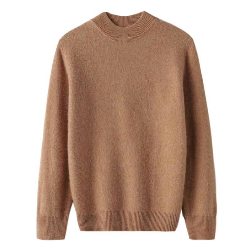 Pure Wool Sweater for Kids: Half-High Collar, Autumn/Winter Warm Knit, Unisex, Plain Color, Medium/Older Children
