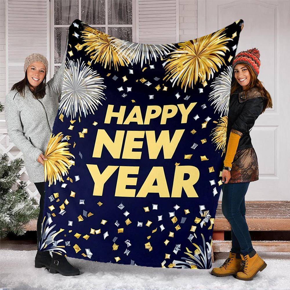 1pc New Year Decorations Outdoor Blanket - Lightweight Flannel Throw For Travel, Camping, Livingroom, Couch, Chair yy251114234
