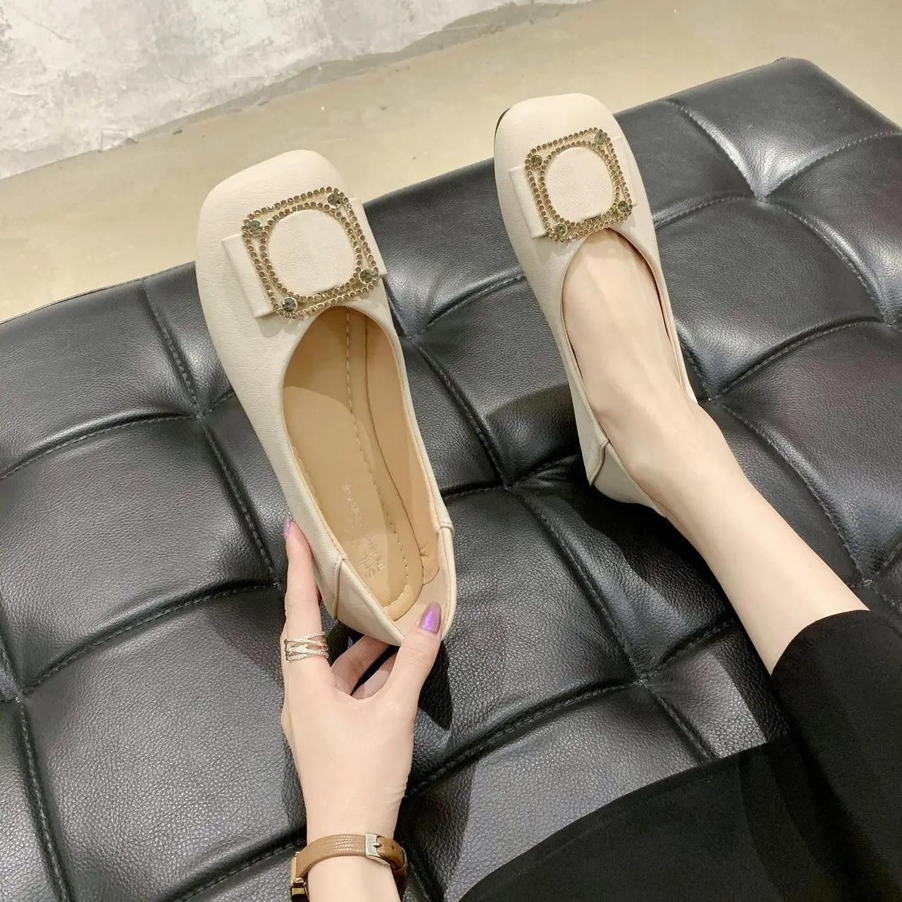 

Low Heel Elegant Shoes for Women Slip-on Moccasins Woman Flats Quick Delivery 2025 Trend with Discount Non Promotion Young Chic 35