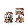 Stainless Steel Wall Mount Corner Spice Rack With Knife Holder Hooks No Drilling Required