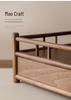 Guanlan Walnut Wood Tea Table with Double Drawer and Display Shelves for Tea Pot and Cup Storage