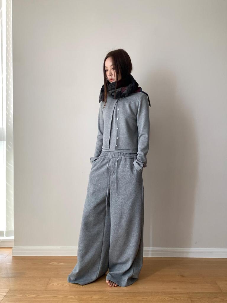 Dorothy Korean Design Air Cotton Buttoned Two-Piece Long Sleeve Women's Sweatshirt