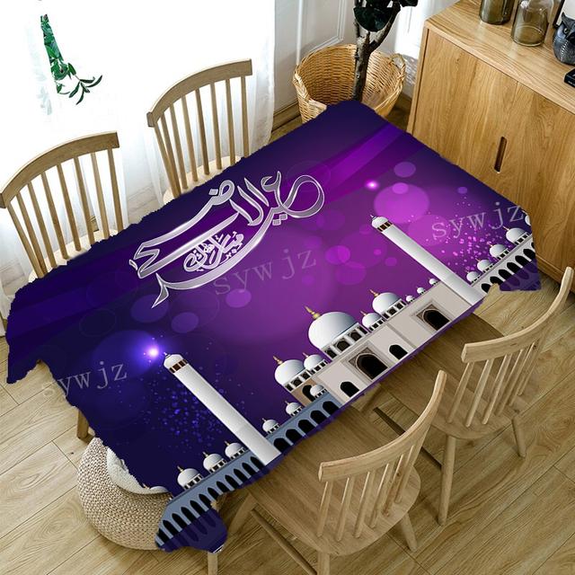 Eid Muslim Festival Decoration Tablecloth Home Kitchen Accessories Restaurant Party Ramadan Table Stain Resistant Tablecloth