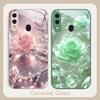 Ice Crystal-colored Roses For Samsung A20 30 22 23 24 25 26 31 32 33 34 35 42 50 51 52 53 54 55 56 70 71 72 73 Glass Phone Case