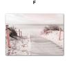 Canvas Painting Summer Pink Sunny Bridge Beach Conch Line Girl Posters And Prints Nordic Wall Art Pictures Living Room Decor