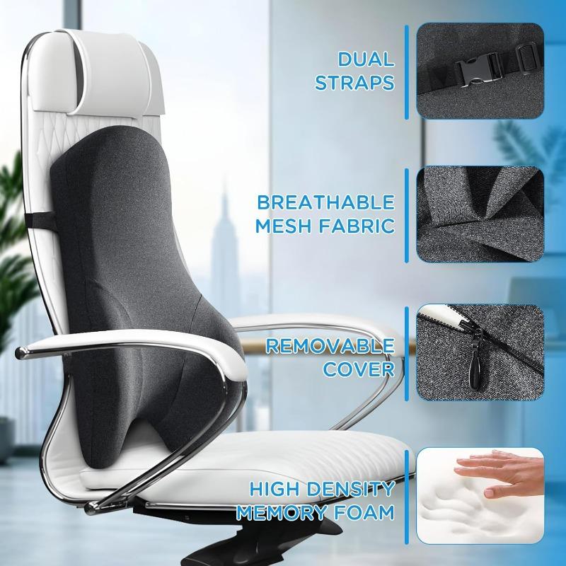 Long Back Support Pillow for Caravans Recliner Sitting, Memory Foam Cushion for Car Seat Office Chair, Desk Chair, Gaming Chair