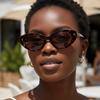 Trendy Small Frame Oval Cat Eye Sunglasses for Men Women Candy Gradient Lens Transparent White Fashion Versatile Sunglasses