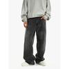 Herren Retro Schwarz-Grau Weit geschnittene Fließende Jeans: Lockerer gerader High-Street-Stil