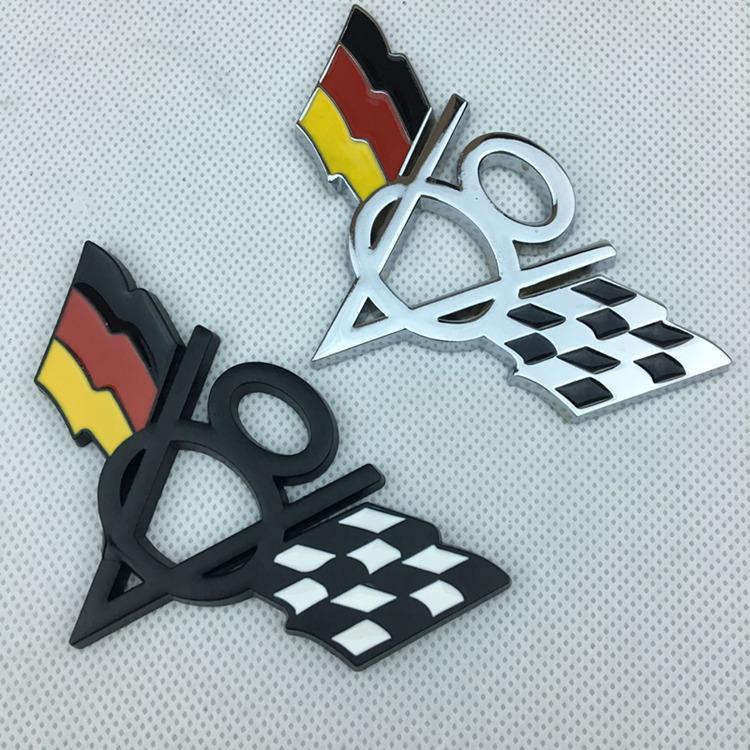 Chevrolet Dodge JEEP Rear Decal V8 Flag Metal Car Sticker