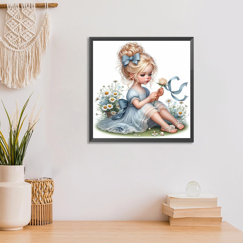 5D DIY Full Round Drill Diamond Painting Girl Kit Home Decor Art Craft for Living Room Bedroom Classroom Entrance 30x30cm