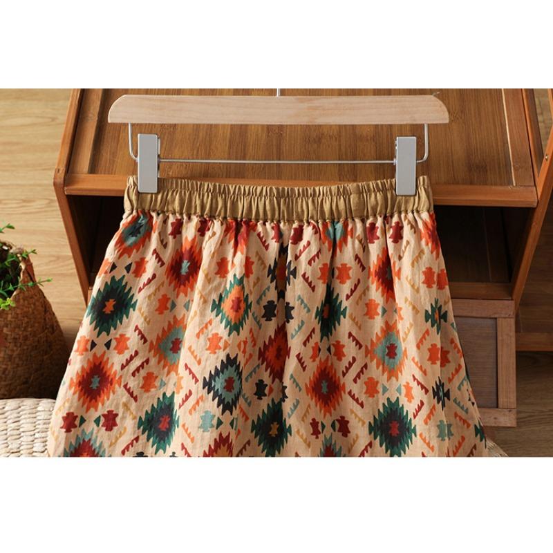 Floral Ethnic Style Casual Summer Women S Skirt Pants