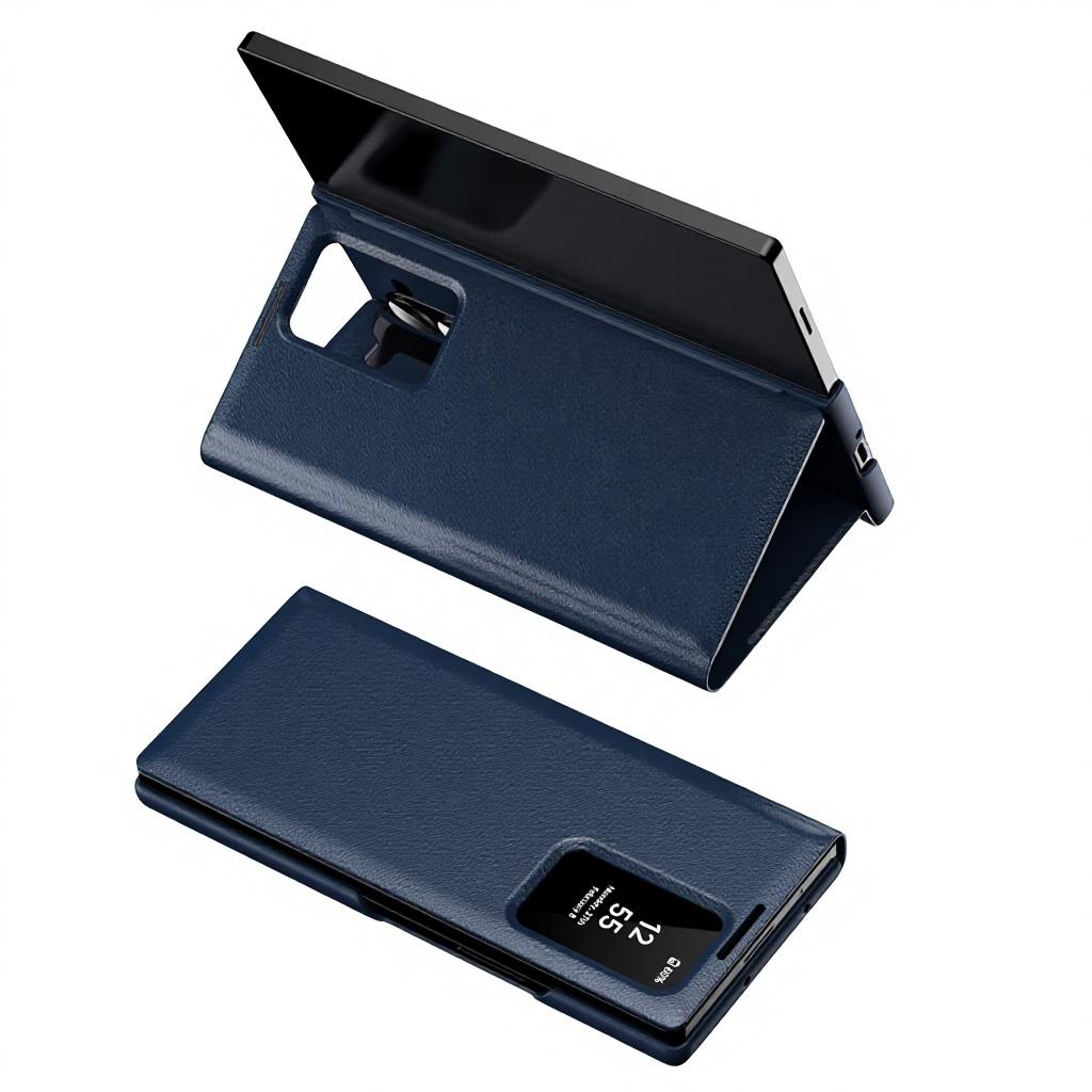 Pour Z Fold7/6 Étui Magnétique de Luxe pour Téléphone Portable à Rabat sans Fenêtre Intelligente de Veille Pliable en Trois Cuir Style Officiel