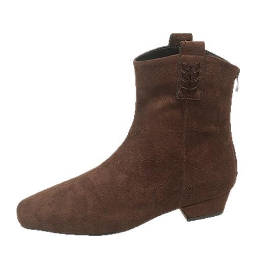 Retro Suede Thin Boots Women's 2025 Autumn New French Square Head Thick Heel Inner Heightening Short Boots Short Elastic Boots