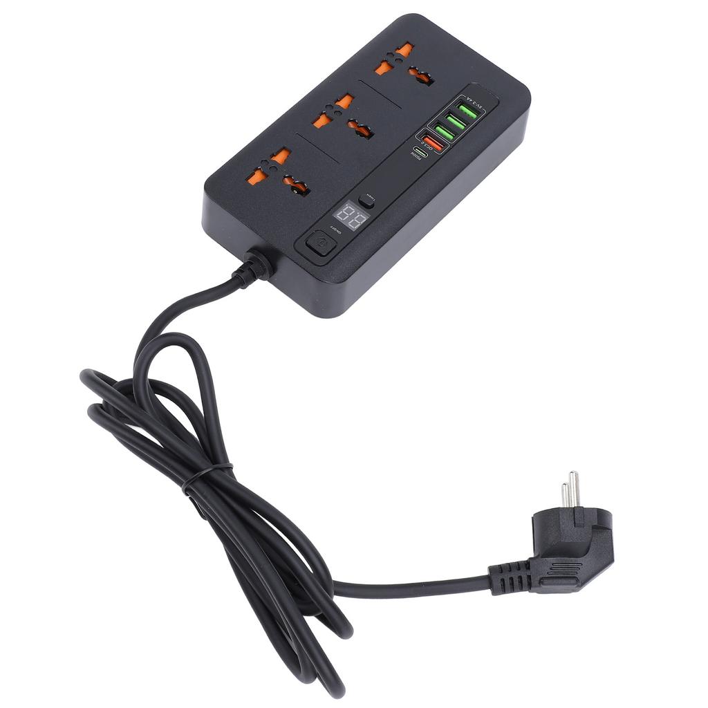 Power Socket Strip 3000W USB Universal PD20W QC3.0 Dual Quick Charging with Digital Display