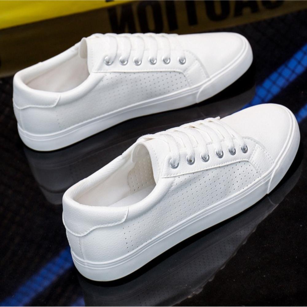 Vulcanized Rubber Shoes Men's Shoes Casual Leather Shoe Mesh Summer Lace Up Flat Bottom Sports Board Shoes Men Casual Sneakers