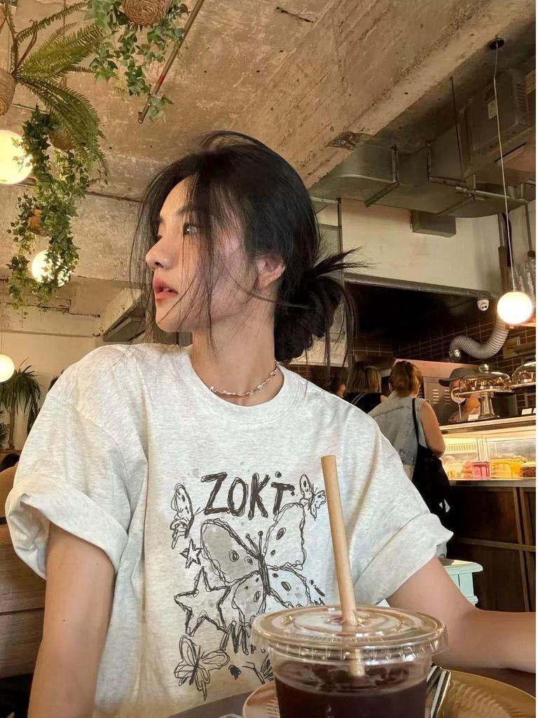 Women's Plus Size Loose Fit Summer T-shirt - Short Sleeve, High Street Design, Half Sleeve, Available in Extra Large Sizes (2-300 Jin)