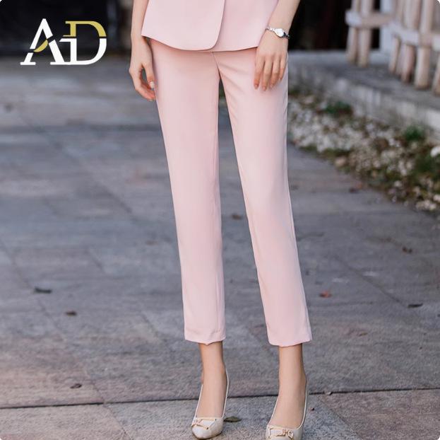 Women's Summer Pink Short-Sleeve Blazer Set - Professional OL Style