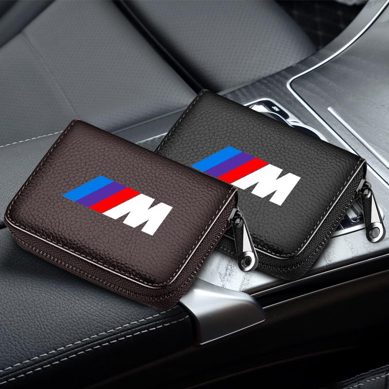 Skórzany Portfel na Dokumenty, Karty Bankowe i Prawo Jazdy, Stylizacja Samochodu Dla BMW M E34 E36 E60 E90 E46 E39 E70 F10 F20 F30 X5 X6 X1 M3 M5 M6 E71 F01 F02 F87