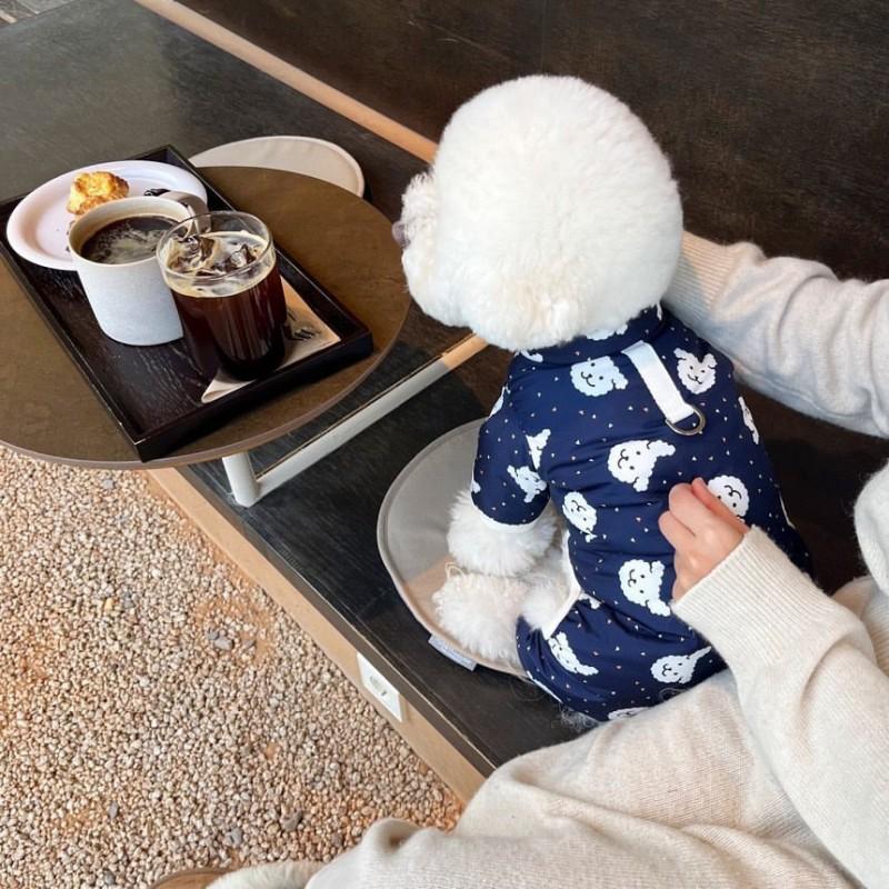 

Водонепроницаемая теплая куртка для собак с принтом медведя, зимнее пальто для собак, хлопковая одежда для четвероногих собак, аксессуары для щенков чихуахуа, пуделя, бишона XS темно-синий