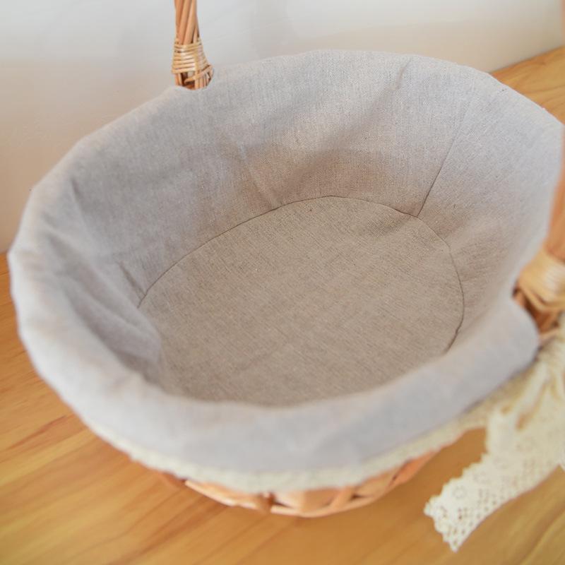 Handheld Rattan Flower & Egg Basket with Ribbon Lining for Weddings