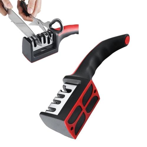 4-Level Manual Knife Sharpener, Lightweight and Convenient, Restores Sharpness, Sharpens Scissors, with Hanging Hole, for Home and Outdoor Use