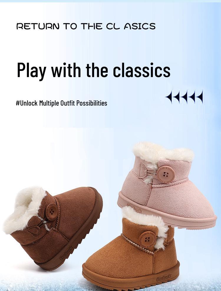 Korean Style Kids' Snow Boots - Warm, Non-Slip, Soft Sole, Plus Velvet, for Boys and Toddlers Ages 1-6