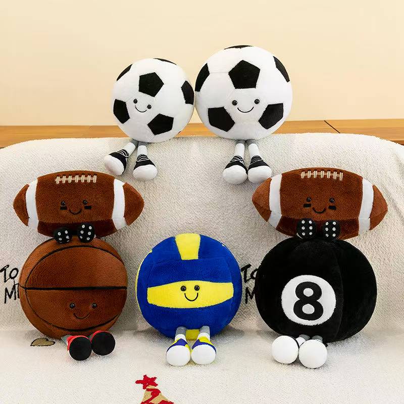Latest Football, Basketball, Rugby Doll Kawaii Plush Toy Doll Cartoon Anime Cute Children's Birthday Gift Doll Christmas