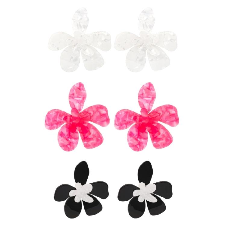 Acrylic Big Flower Earrings Floral Stud Earrings Statement Beach Jewelry