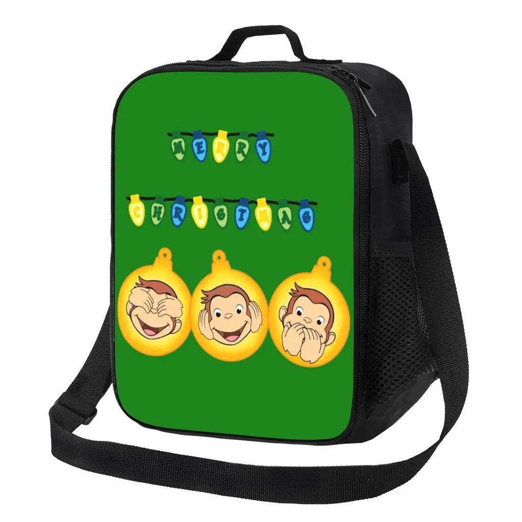 Neugieriger George Manga Isolierte Lunchtaschen für Frauen Wiederverwendbare Kühltasche Thermische Lebensmittel Bento Box Outdoor Camping Reisen