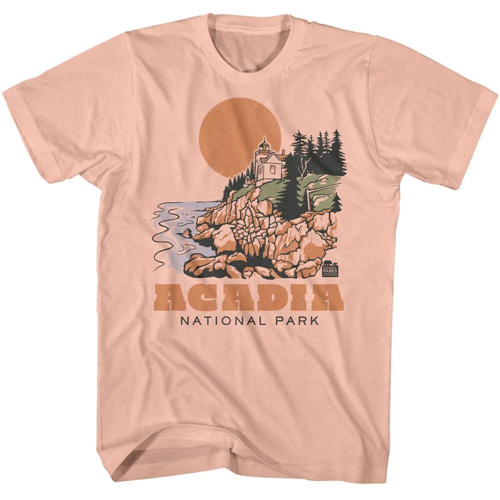 United States Acadia National Parks Beach Mountain Scene Men s T Shirt S