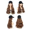 Baseball Hat Long Curly Wig Natural Heat Resistant High Temperature Fiber Silky Brown Black Wavy Synthetic Hair