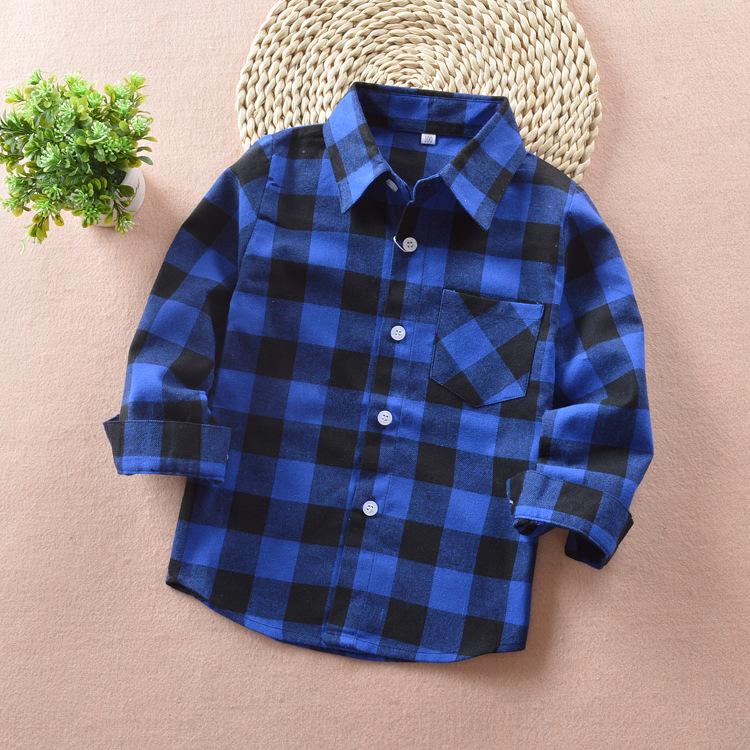 Spring 2025 Boys' Long Sleeve Plaid Korean Style Casual Shirt for Inner and Outer Wear