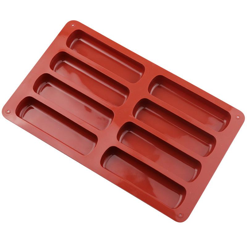 8 Cavity Long Strip Silicone Mold Diy Cake Pan Puff Baking Mold Nonstick Cereal Energy Bar Maker Chocolate Butter Mold