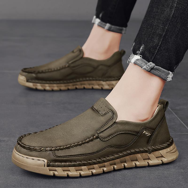 Classic Men's Casual Shoes Leather slip on handmde sewing Male Loafers Luxury Designer Leather Handmade Men Moccasins Sneakers