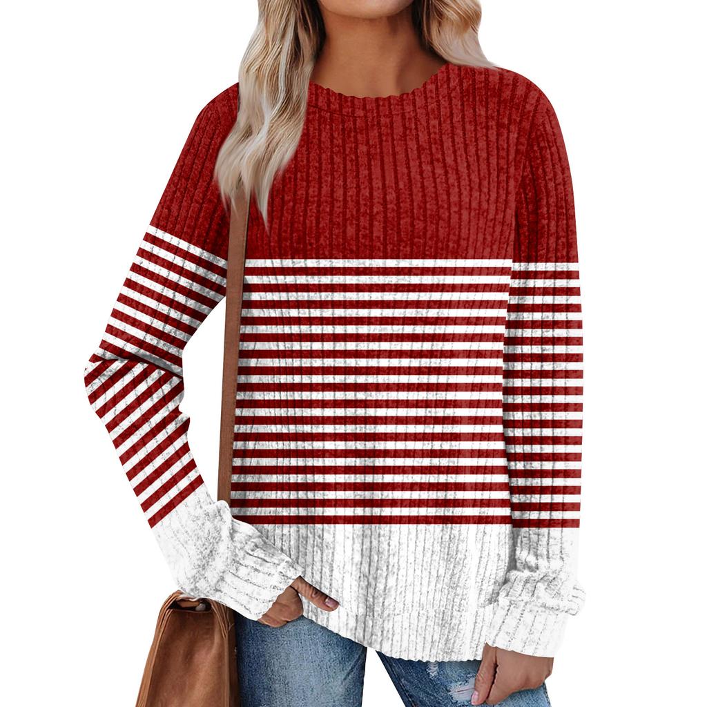 Women's Printed Lightweight Brushed-Cotton Round Neck Top