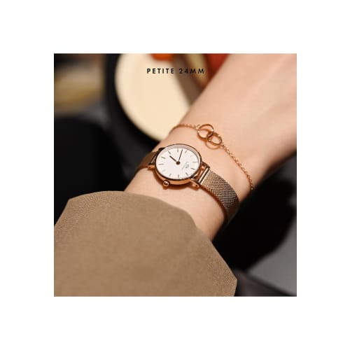 [Official Shop/2-Year Warranty/Authentic Import] Daniel Wellington DW Women's Petite Pressed Melrose Watch, 24mm, Stylish, Popular, Cute Mesh Watch, P