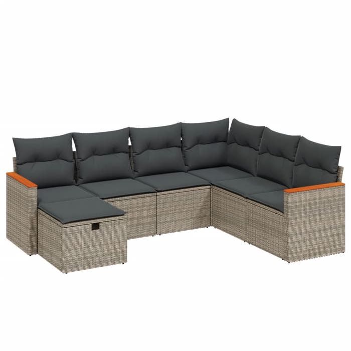 VidaXL Garden Lounge Set with Cushions 7 Pcs, Patio Sofas, Patio Furniture Set, Outdoor Furniture, Grey 3265330