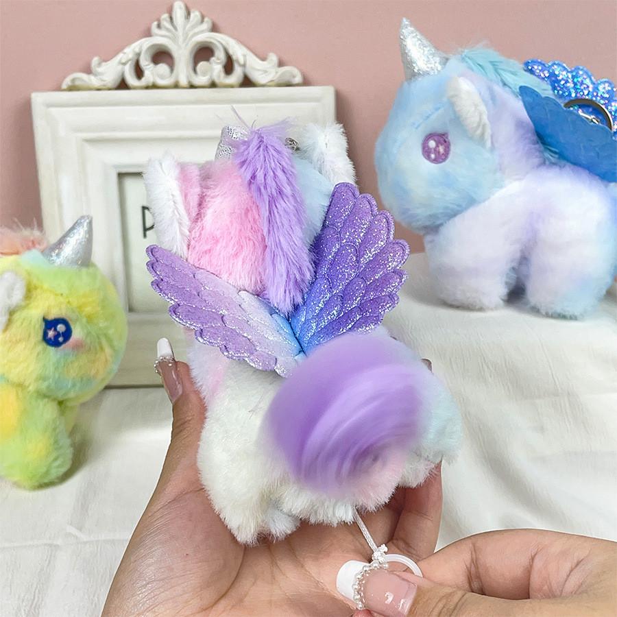 Entzückender Bunter Einhorn Plüsch Schlüsselanhänger Für Kinder Mit Weicher Pp-Baumwollfüllung