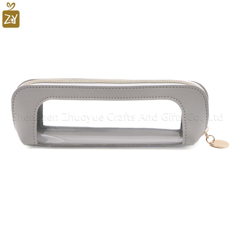 Stocked Transparent Large Pencil Box Beautiful Pencil Case Stationery Zipper Closure Pencil Bag Office Supplies Clear Pen Case серый